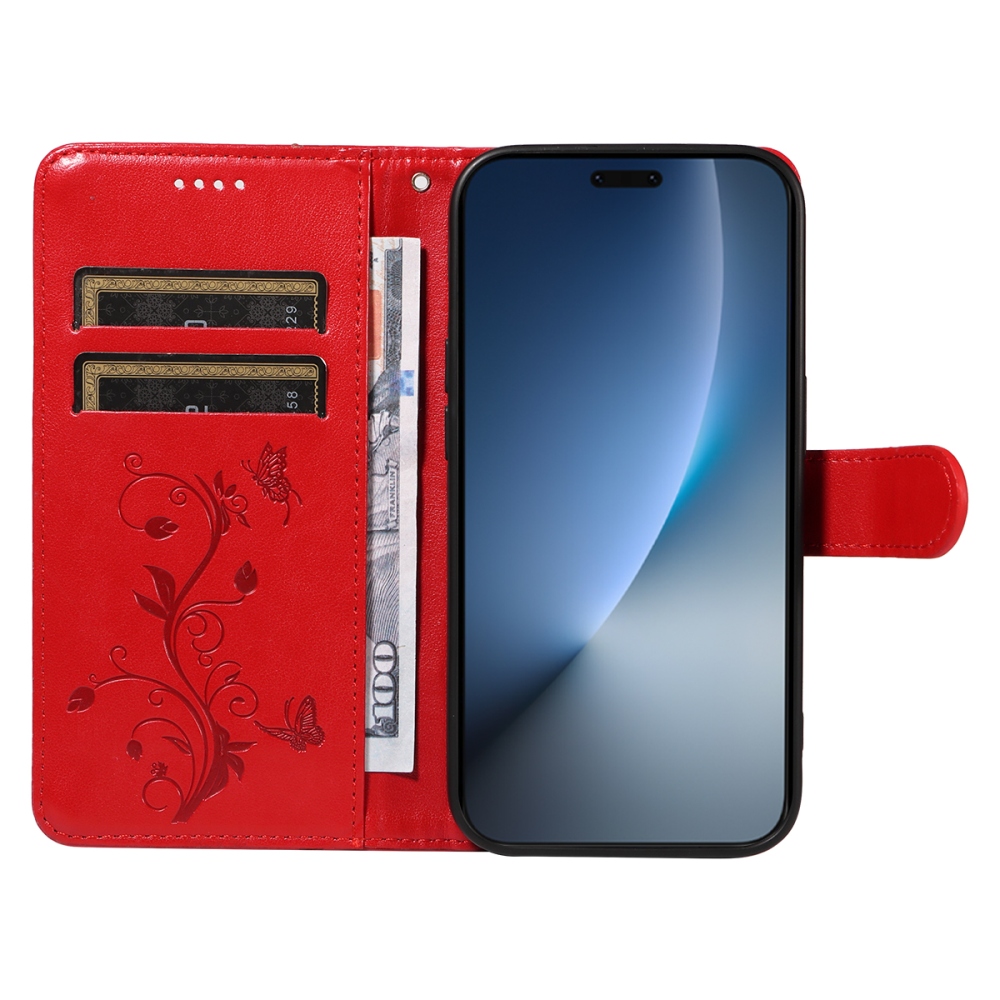 Virágok könyv tok a Honor Magic 8 Pro 5G-hez - piros