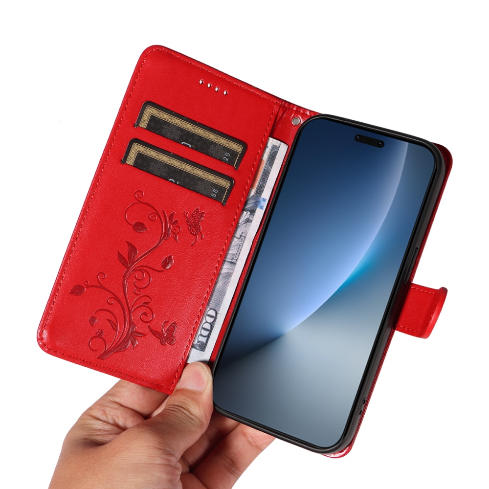 Virágok könyv tok a Honor Magic 8 Pro 5G-hez - piros