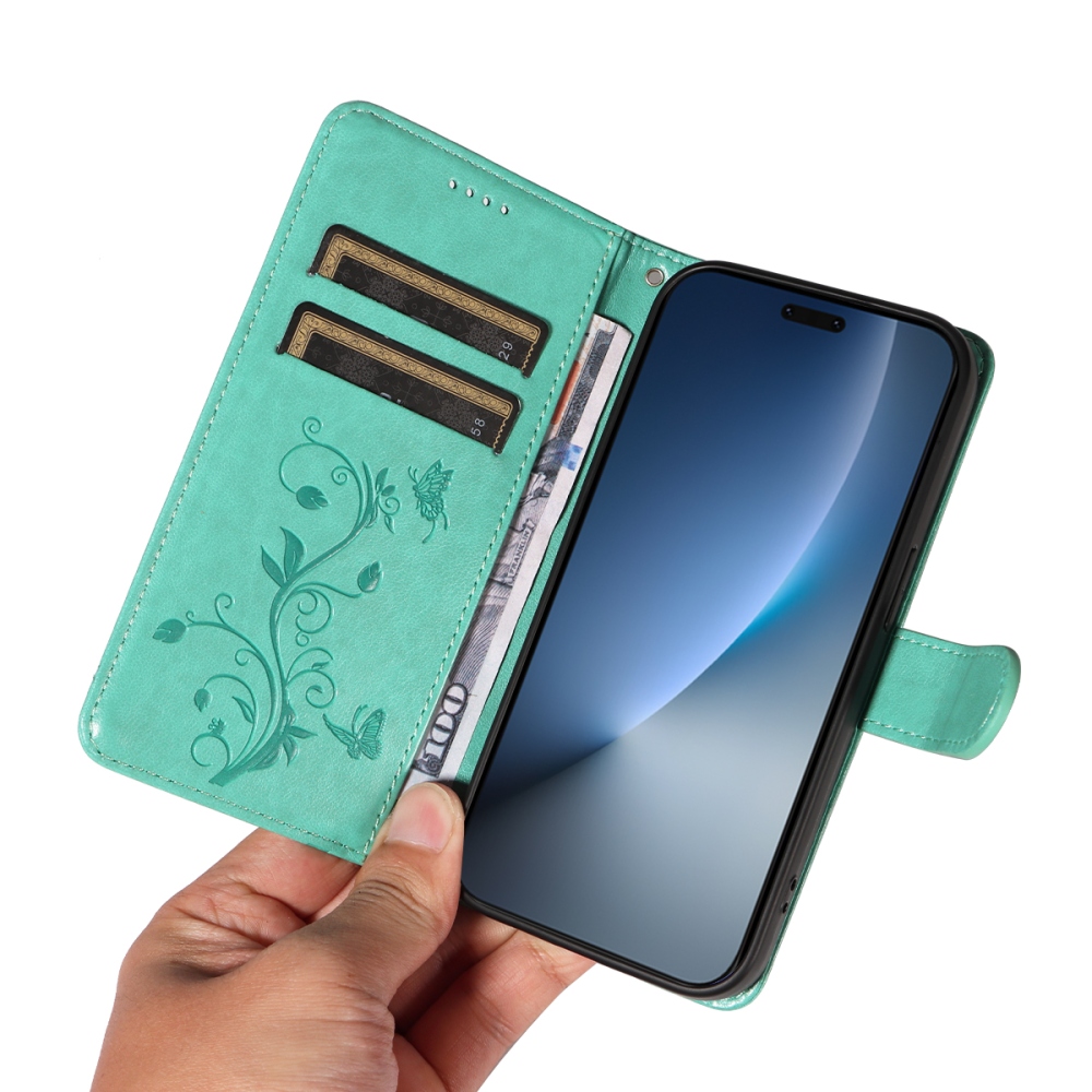 Virágok könyvtáska Honor Magic 8 Pro 5G-hez - teal színű