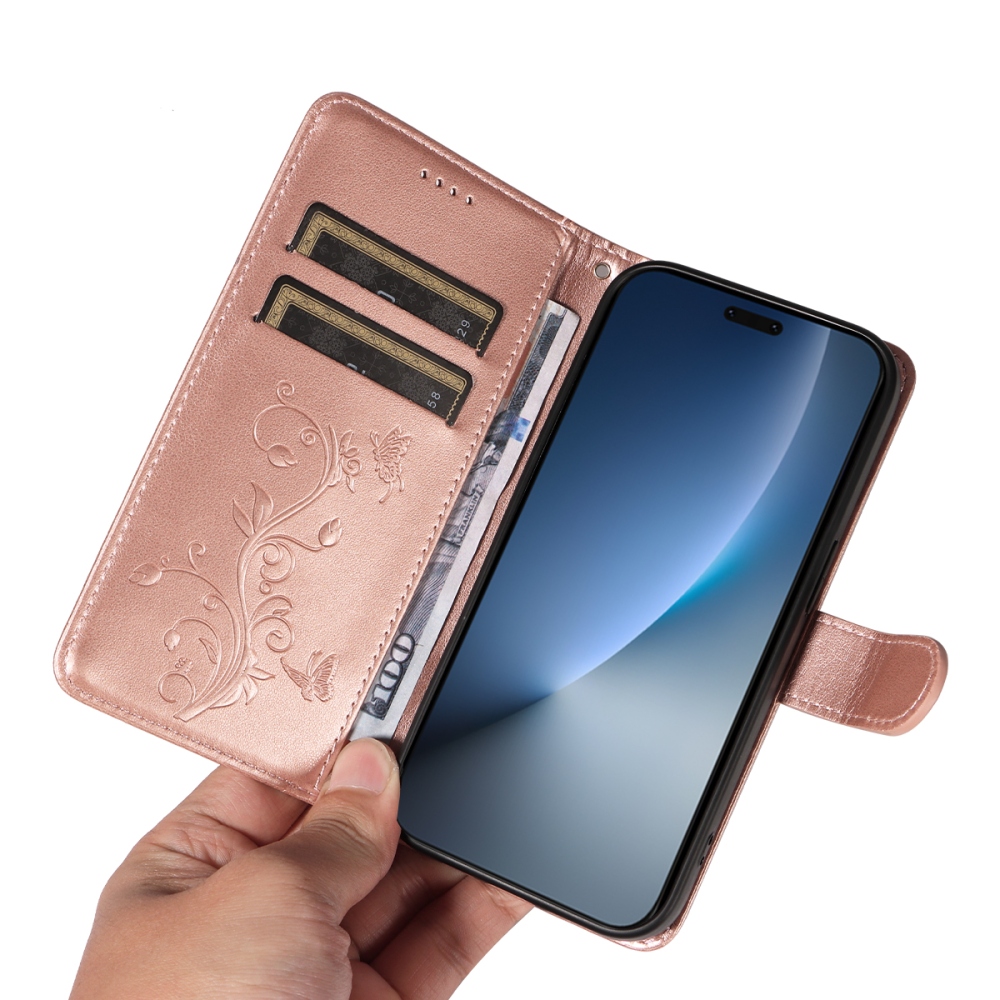 Virágok könyv tok Honor Magic 8 Pro 5G - rózsa arany