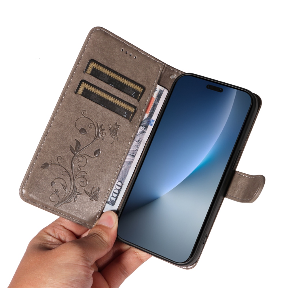 Virágok könyvtáska Honor Magic 8 Pro 5G - szürke