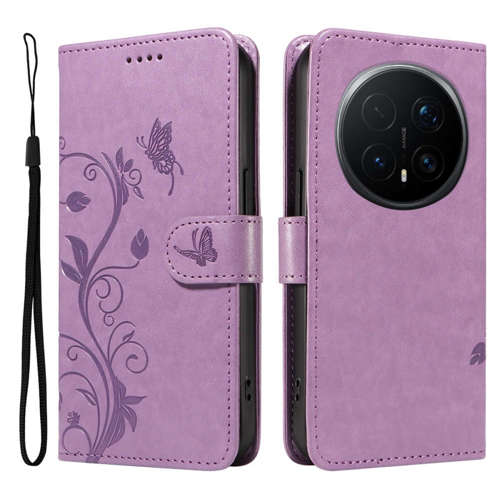 Virágok könyvtáska Honor Magic 8 Pro 5G - világos lila