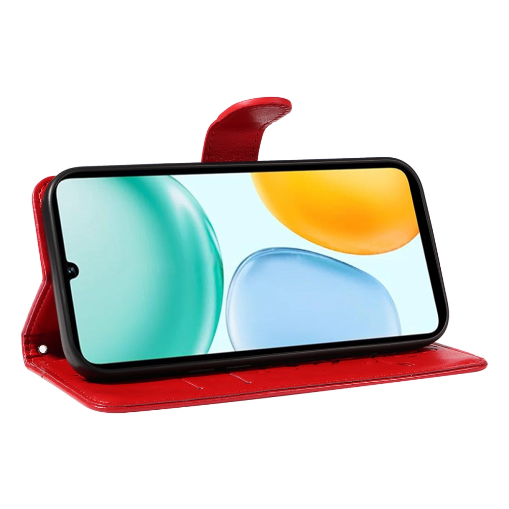 Virágos könyvtok Honor X5c Plus-hoz - piros