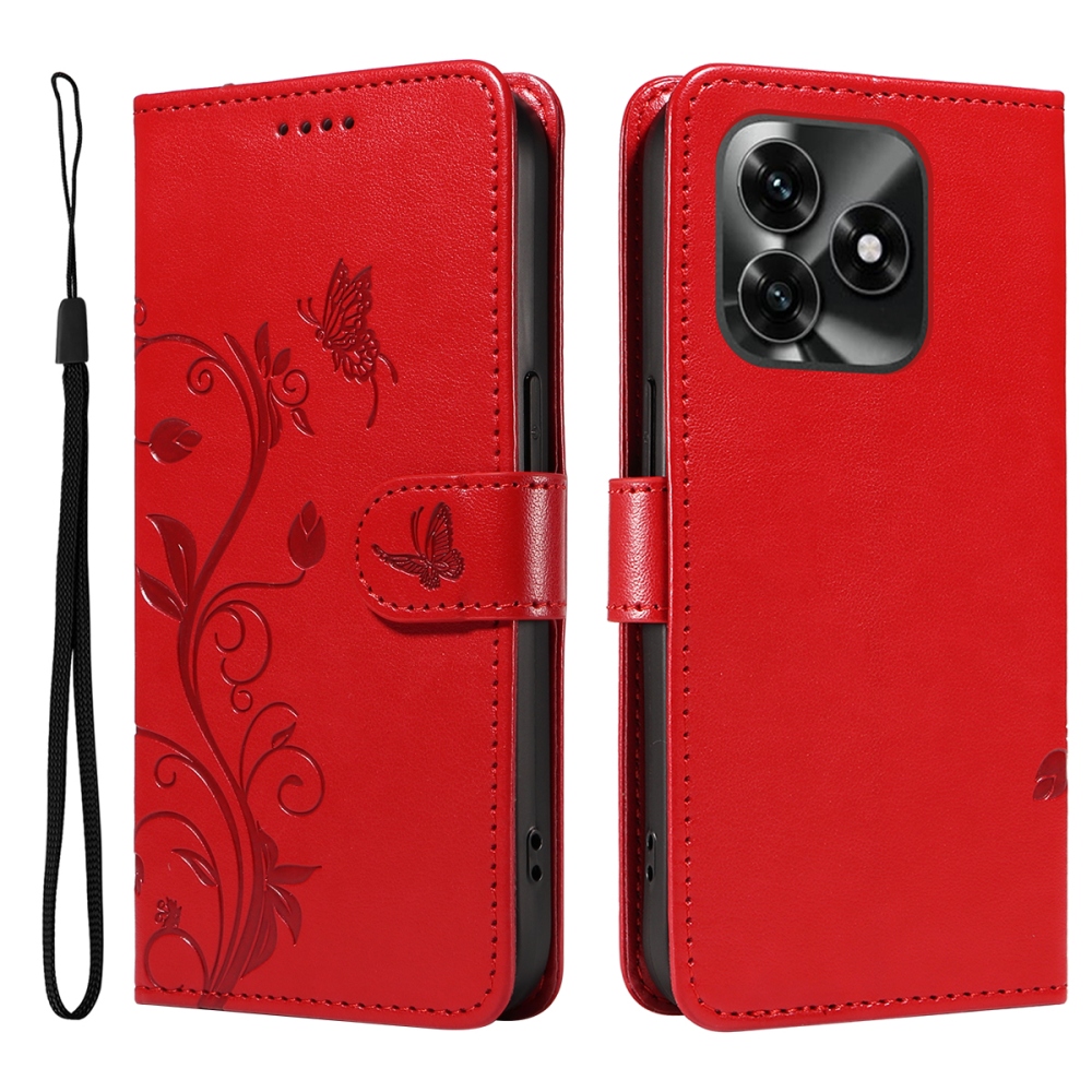 Virágos könyvtok Honor X5c Plus-hoz - piros