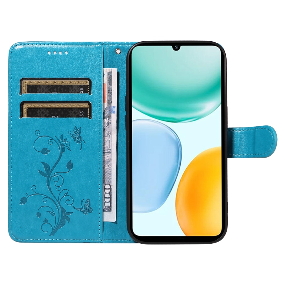 Virágos tok Honor X5c Plus készülékhez - kék