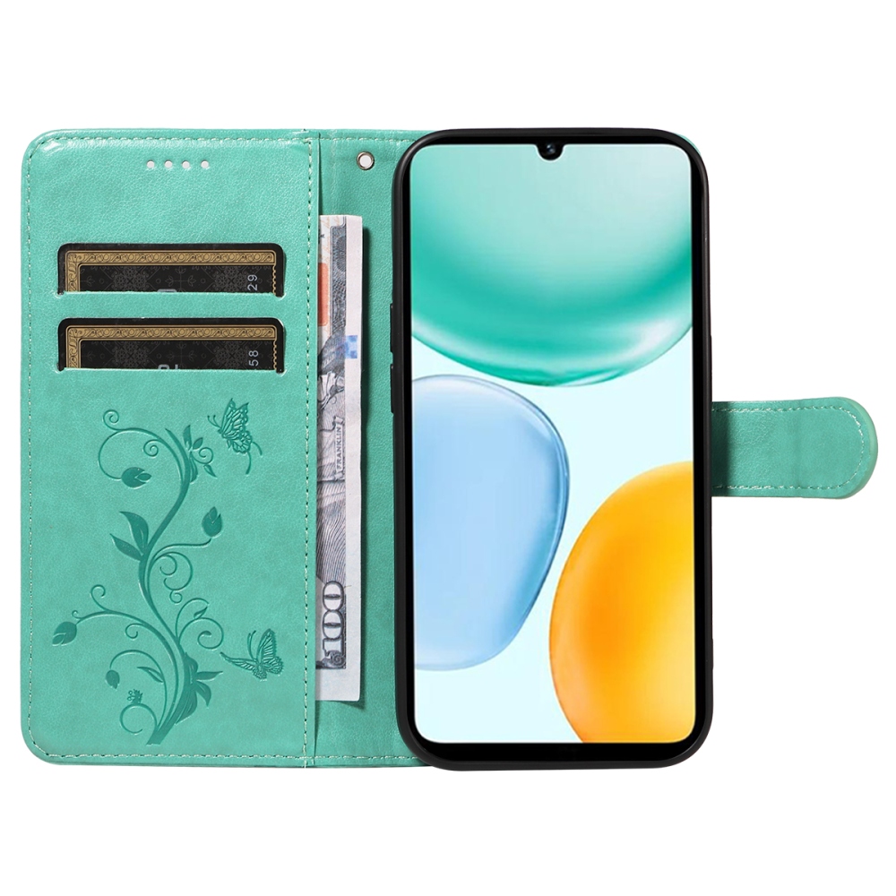 Virágos tok Honor X5c Plus készülékhez - kékeszöld