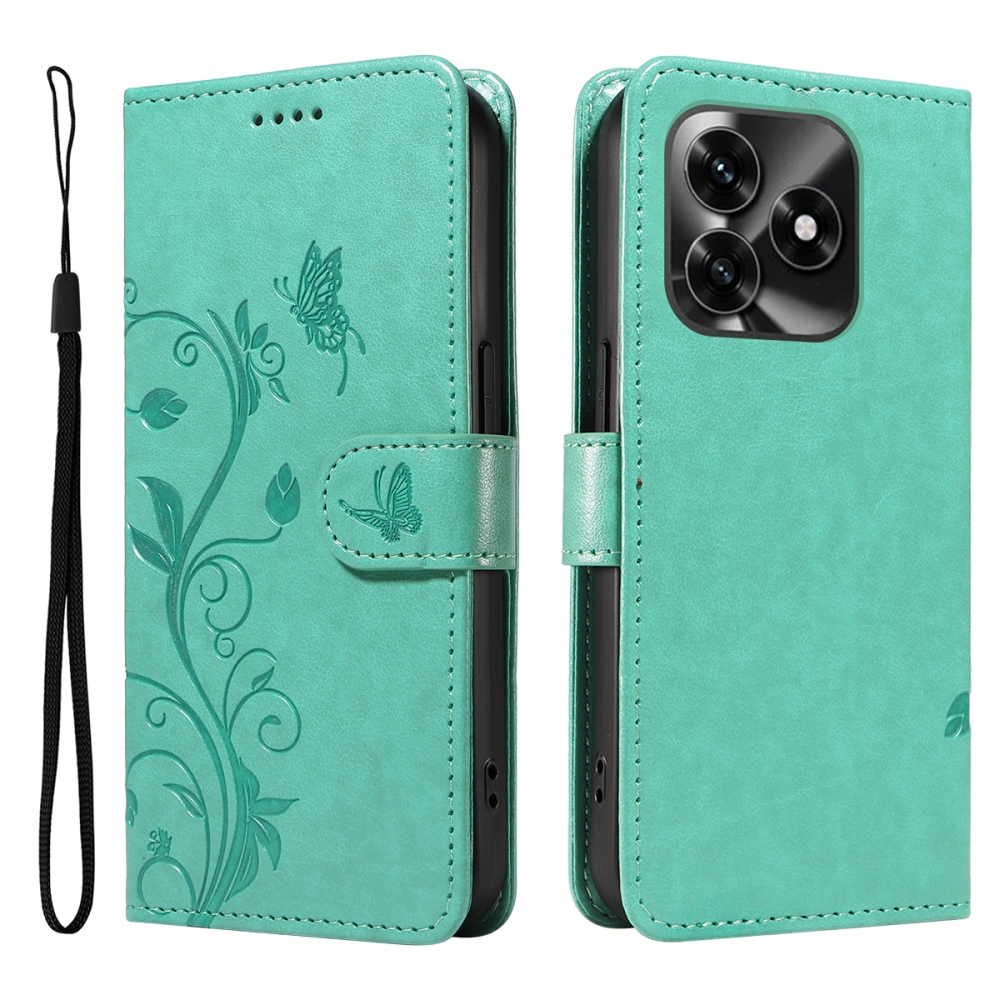 Virágos tok Honor X5c Plus készülékhez - kékeszöld