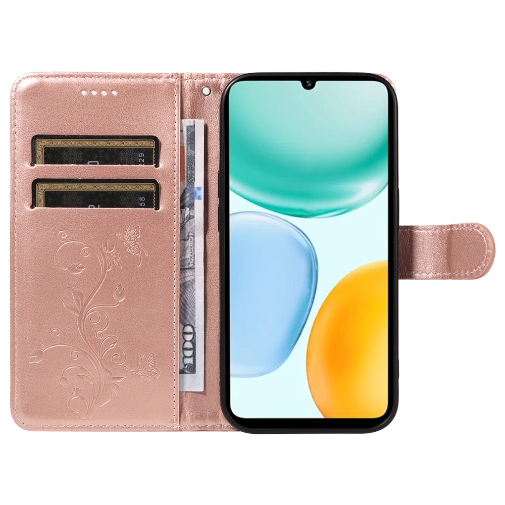 Virágos könyvtok Honor X5c Plus-hoz - rozéarany