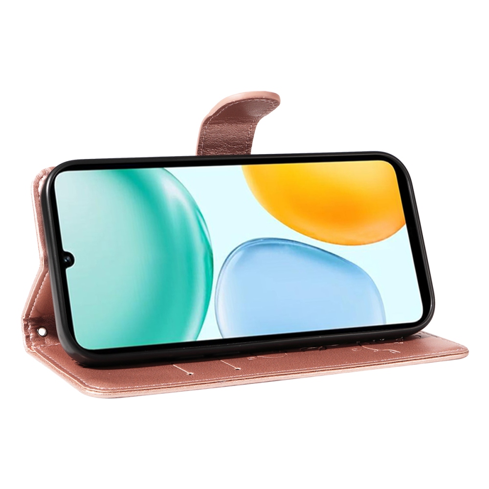 Virágos könyvtok Honor X5c Plus-hoz - rozéarany