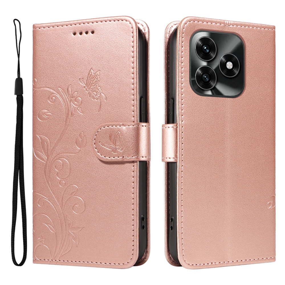 Virágos könyvtok Honor X5c Plus-hoz - rozéarany