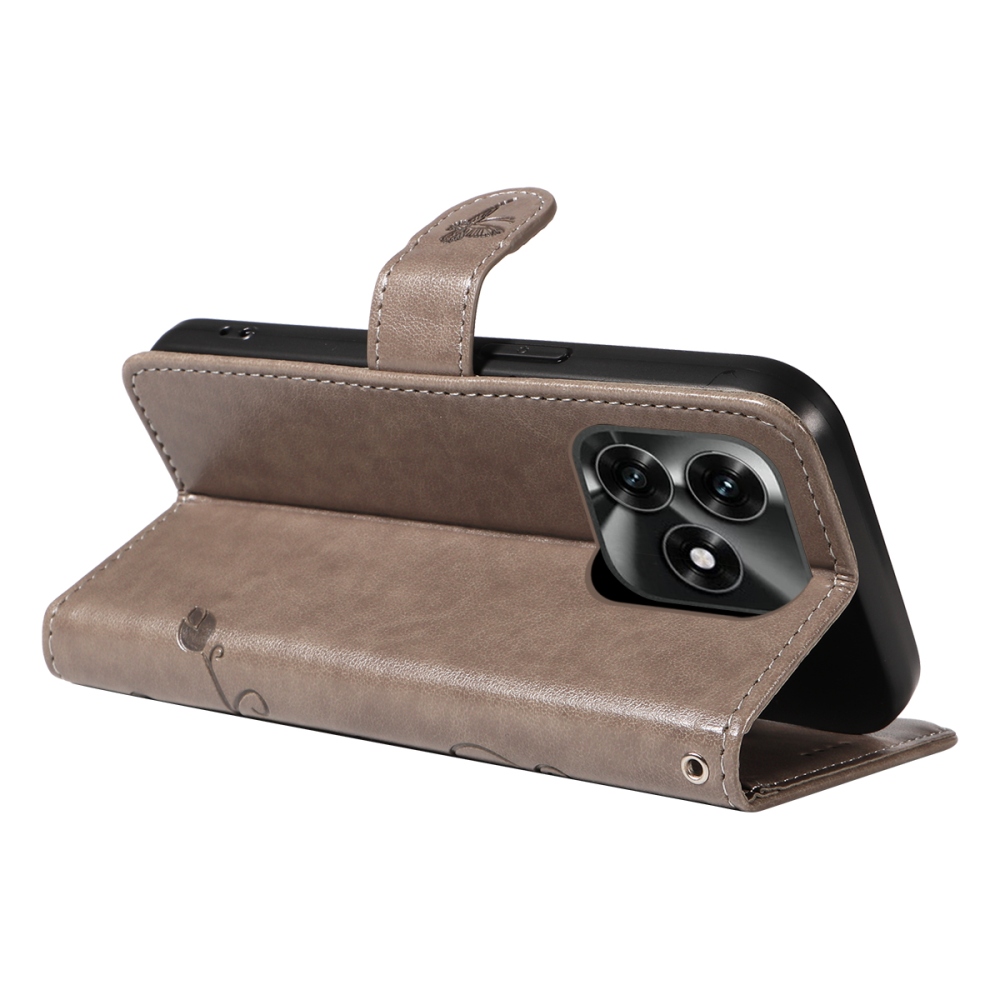 Virágos könyvtok Honor X5c Plus-hoz - szürke