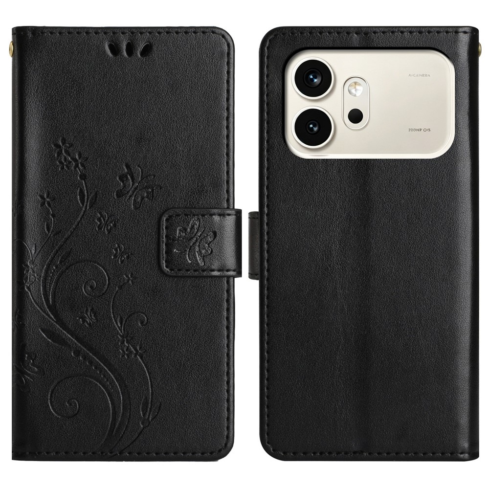 Virágok könyv tok a Honor 600 5G mobiltelefonhoz - fekete