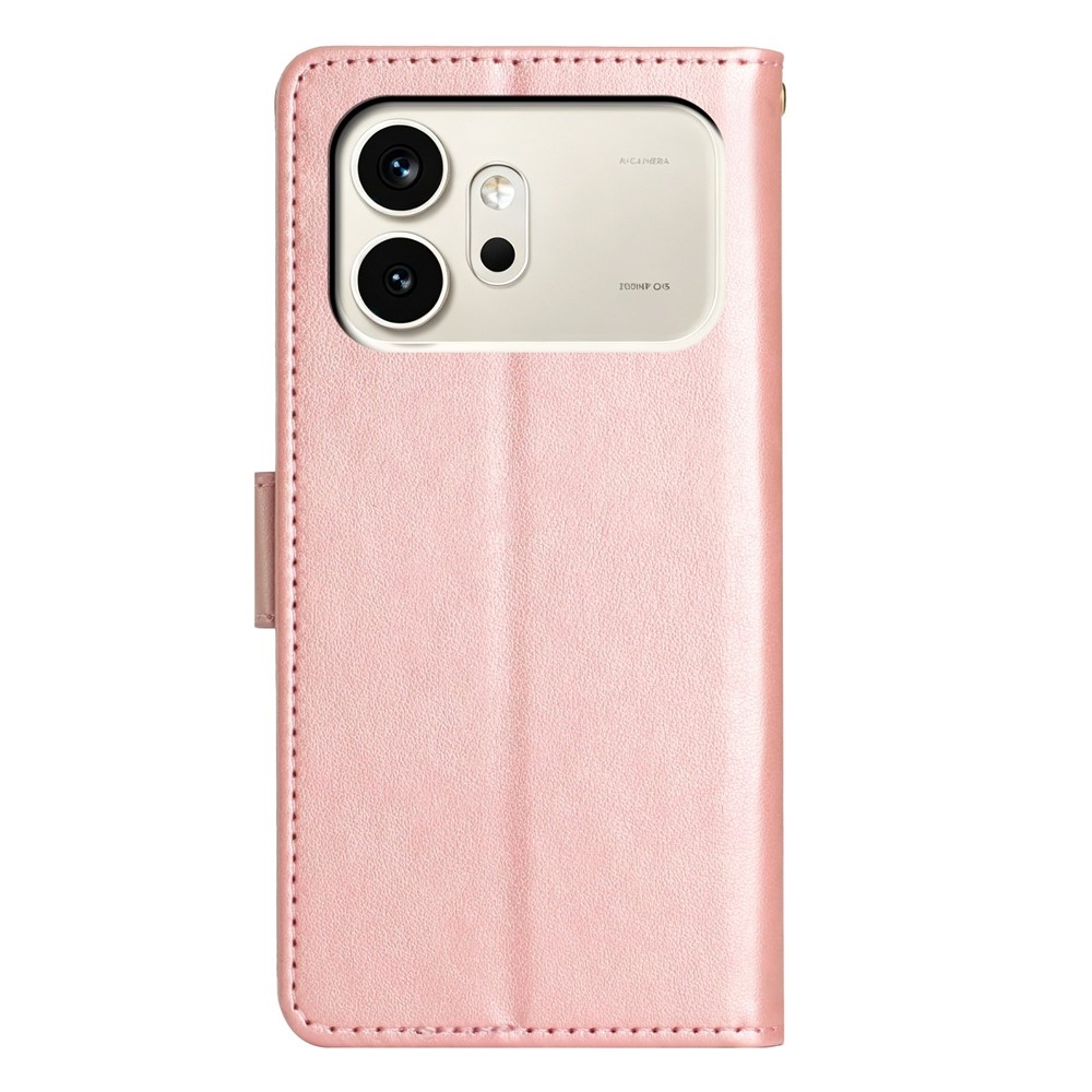 Virágok könyv tok Honor 600 5G mobiltelefonhoz - rózsaarany