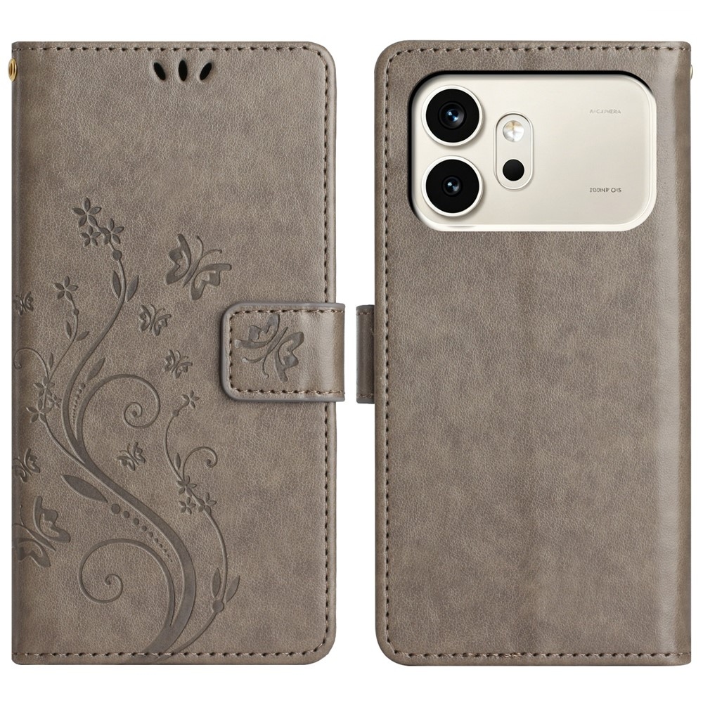 Virágok könyv tok a Honor 600 5G mobiltelefonhoz - szürke