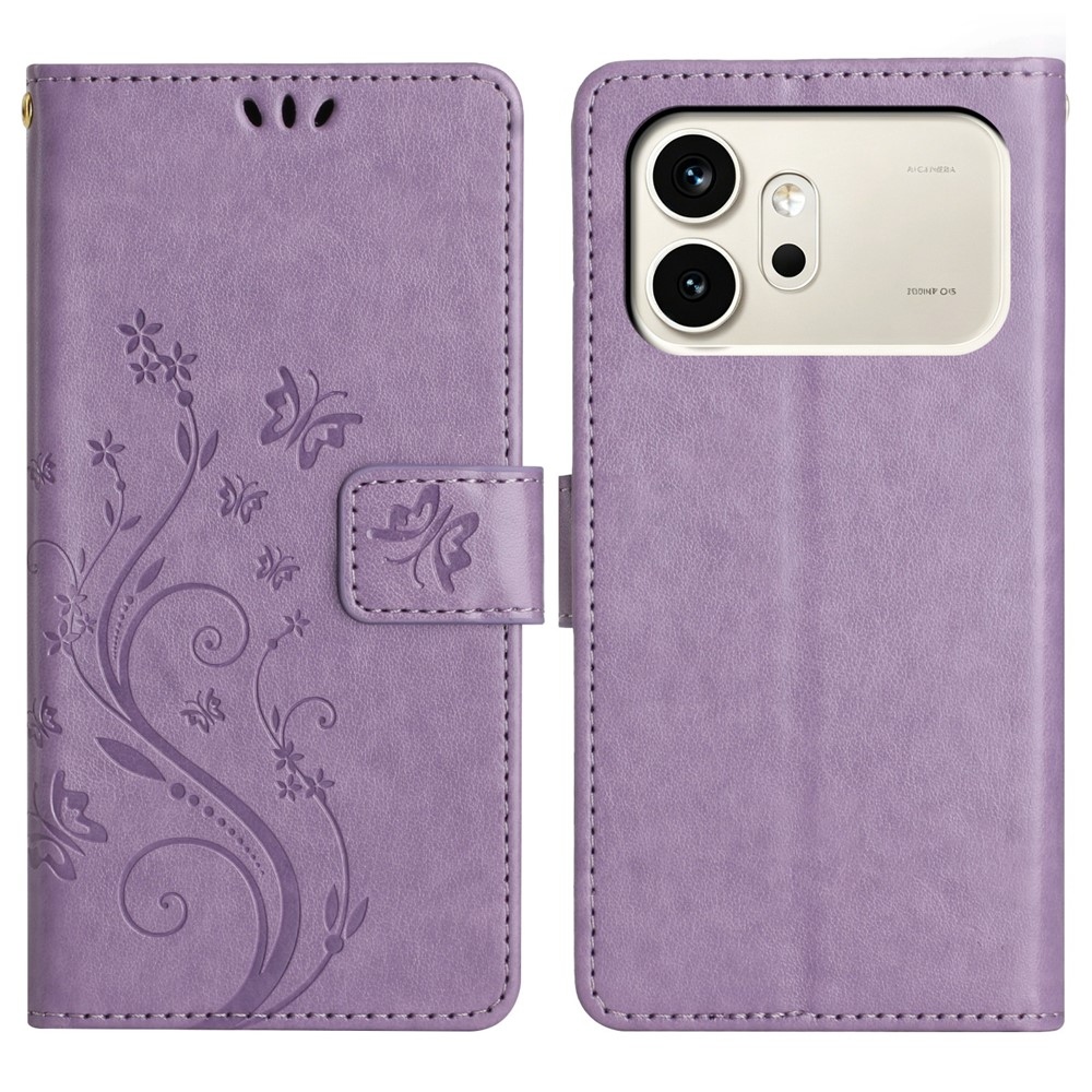 Virágok könyv tok Honor 600 5G mobiltelefonhoz - világos lila
