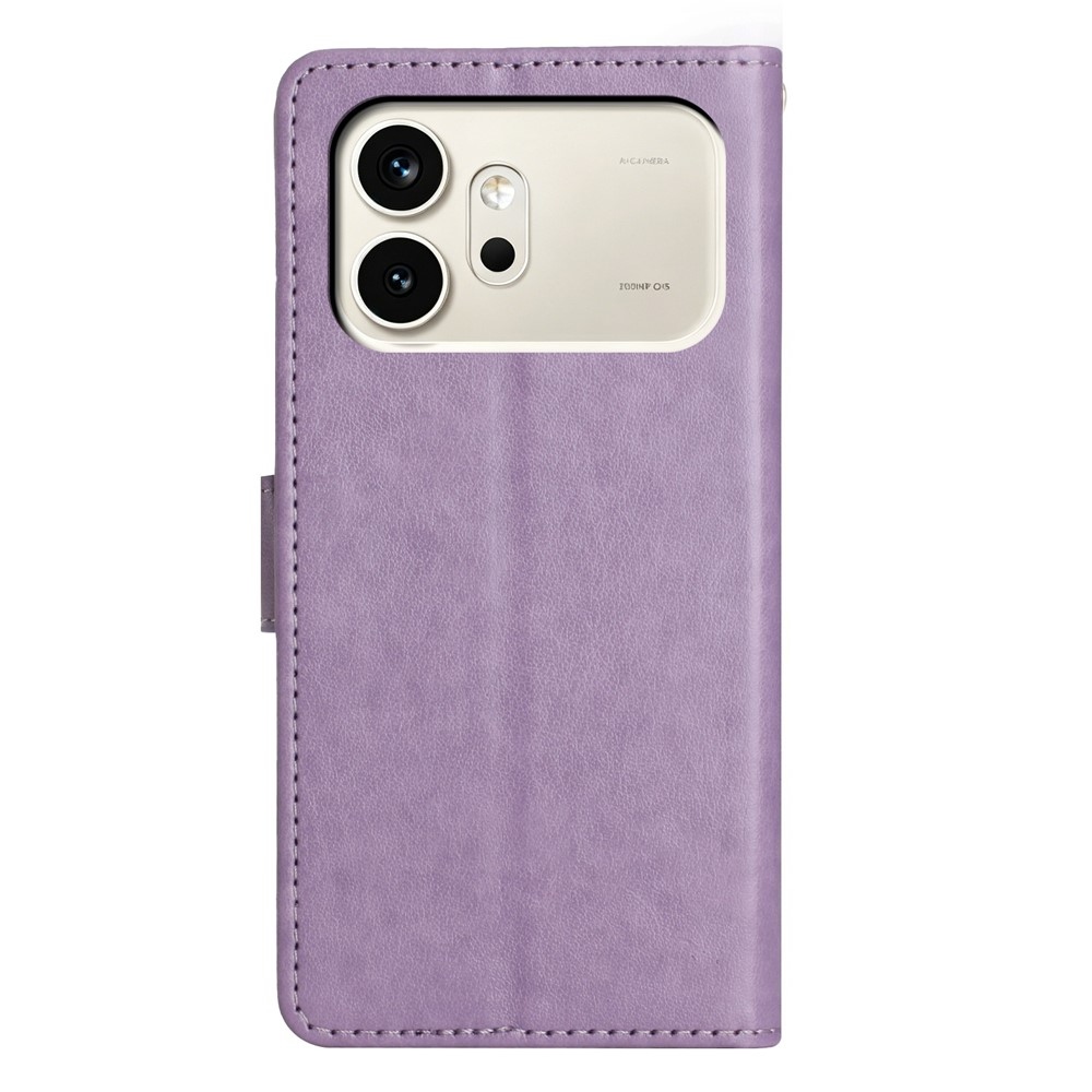 Virágok könyv tok Honor 600 5G mobiltelefonhoz - világos lila