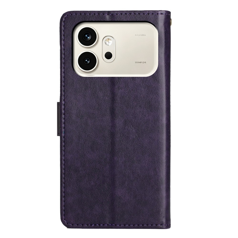 Virágok könyvtáska Honor 600 5G - sötét lila