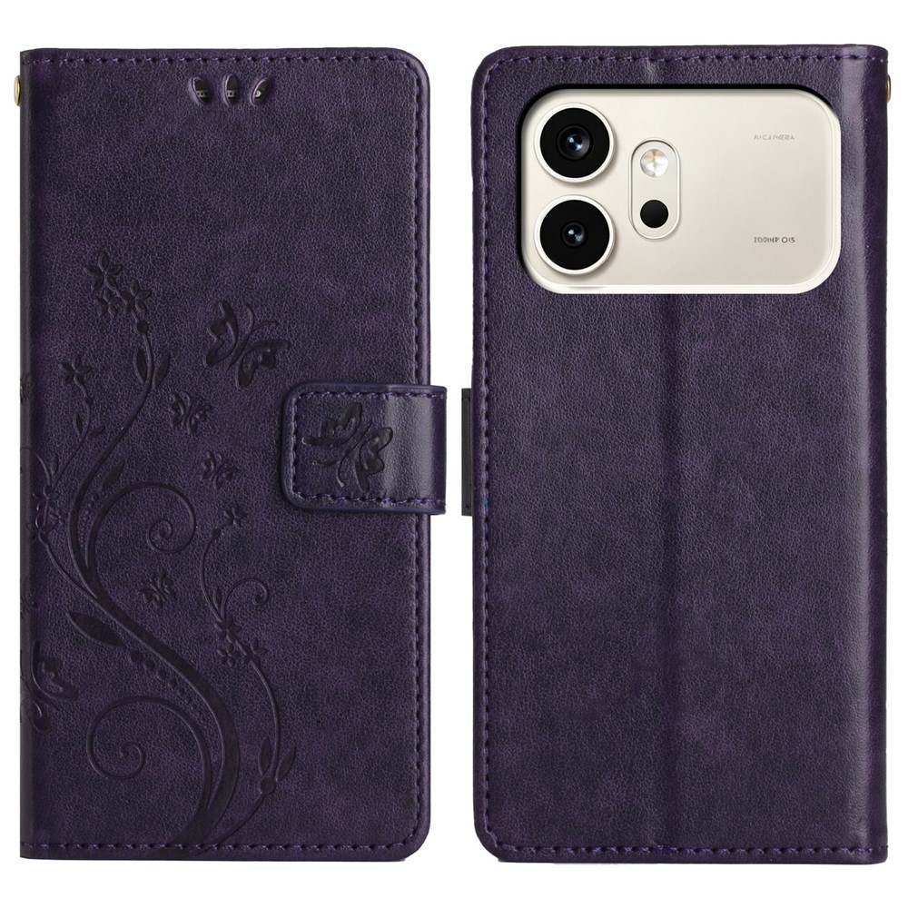 Virágok könyvtáska Honor 600 5G - sötét lila