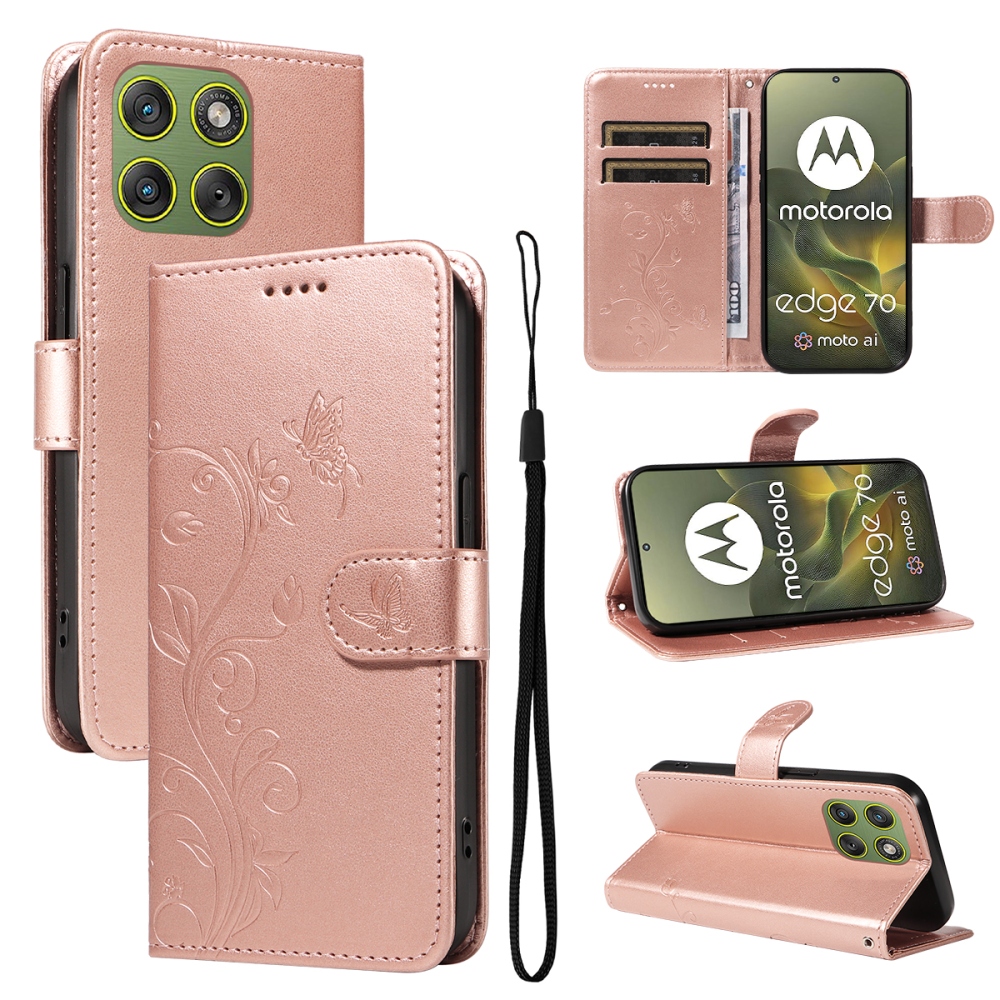Virágok könyvtáska Motorola Edge 70 5G - rózsaarany