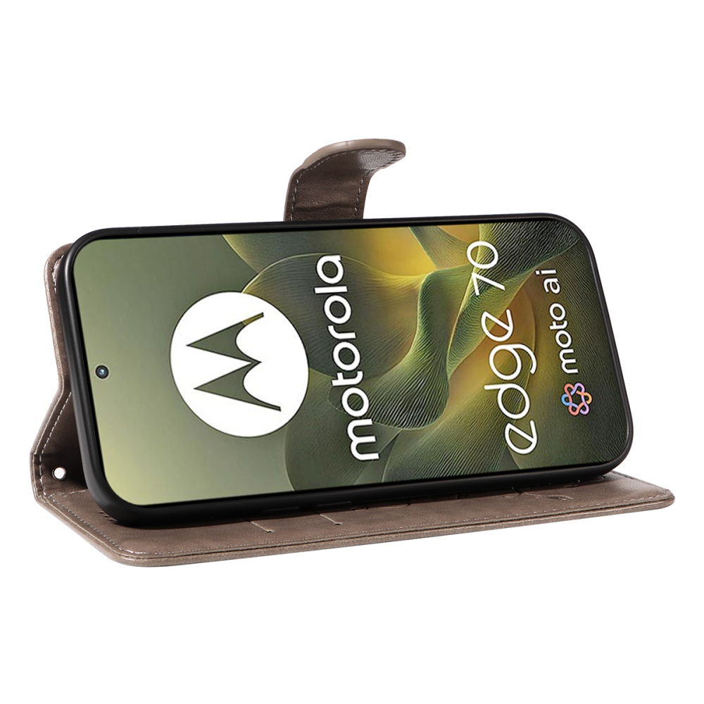 Virágok könyvtáska a Motorola Edge 70 5G készülékhez - szürke