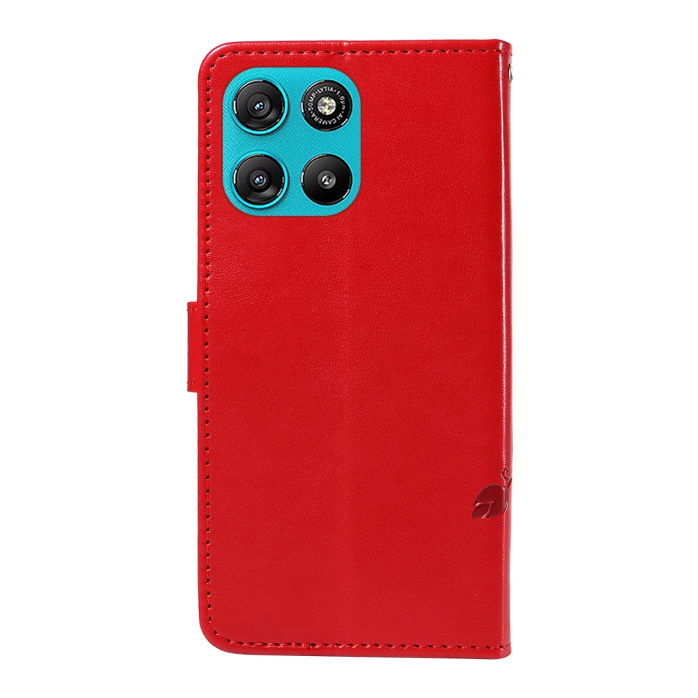 Flowers könyvformájú tok a Motorola Moto G57 Power 5G-hez – piros