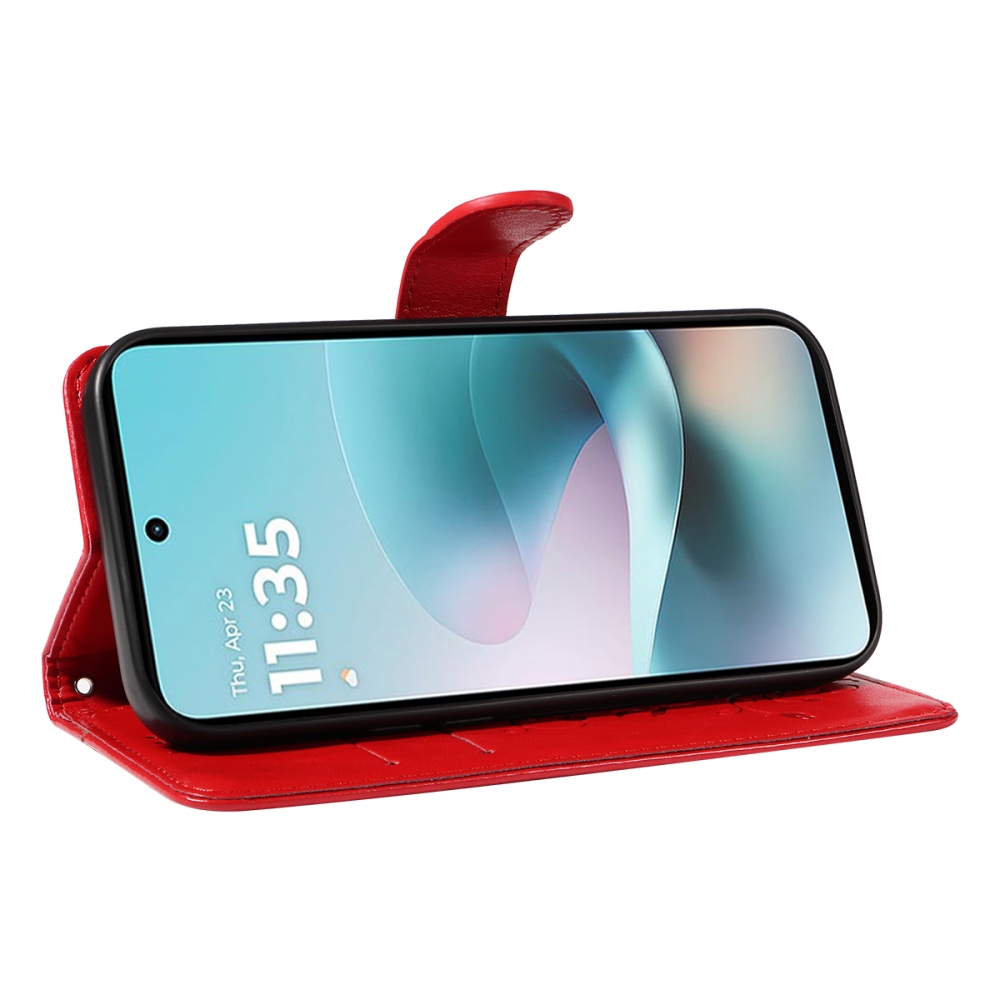 Flowers könyvformájú tok a Motorola Moto G57 Power 5G-hez – piros