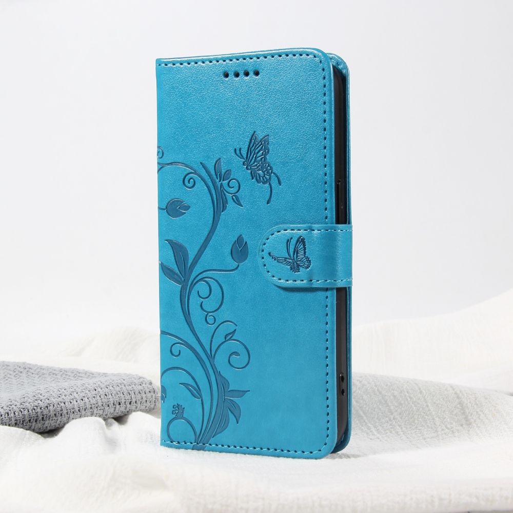 Flowers könyvformájú tok a Motorola Moto G57 Power 5G-hez – kék