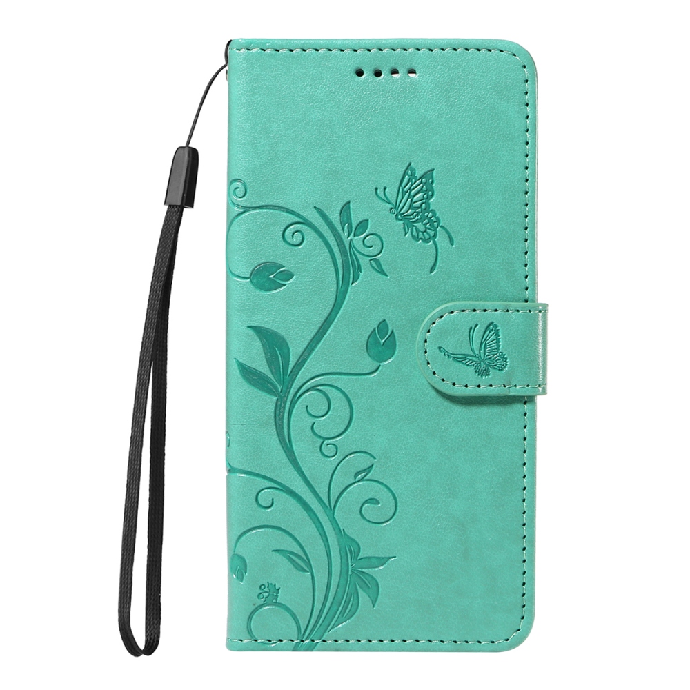 Flowers könyvformájú tok a Motorola Moto G57 Power 5G-hez – kék-zöld