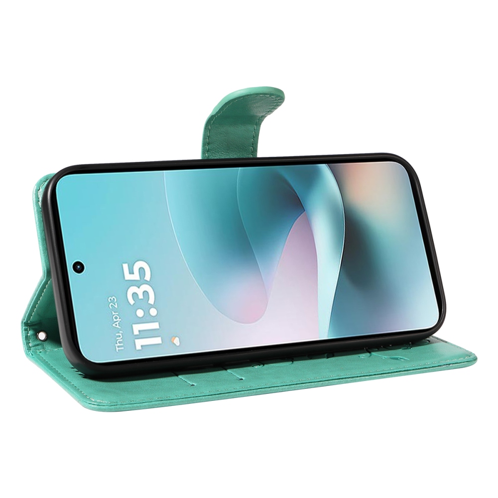 Flowers könyvformájú tok a Motorola Moto G57 Power 5G-hez – kék-zöld