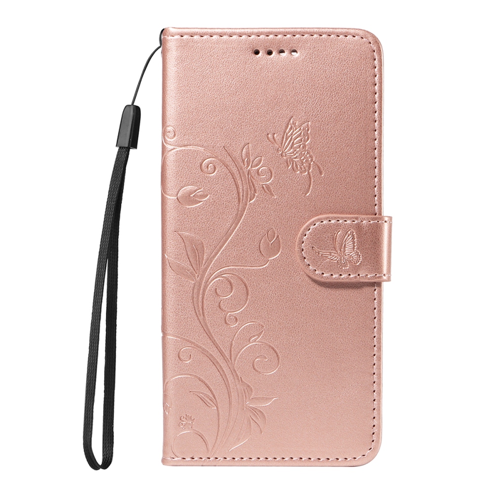Flowers könyvformájú tok a Motorola Moto G57 Power 5G-hez – rózsaszín-arany