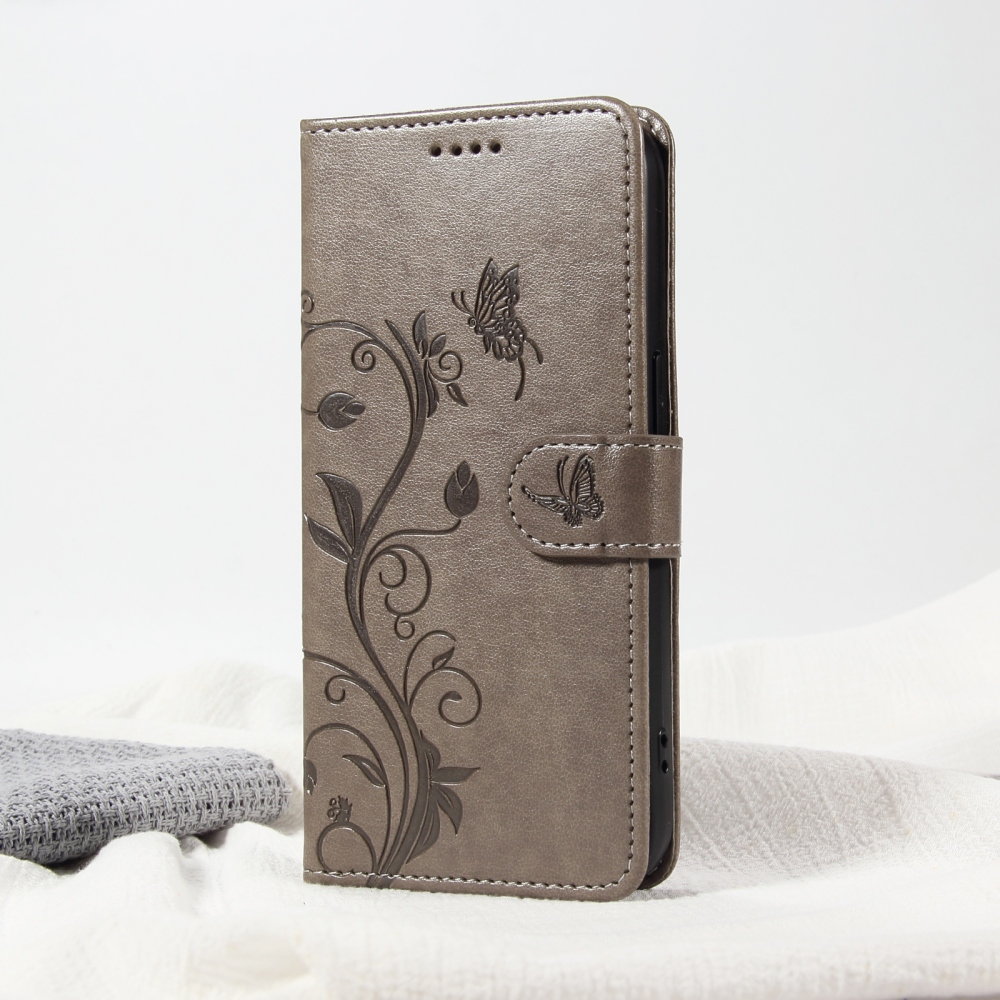Flowers könyvformájú tok a Motorola Moto G57 Power 5G-hez – szürke