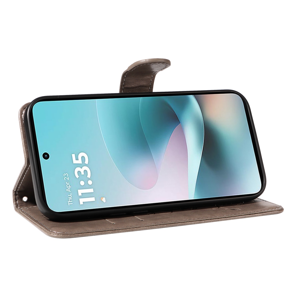 Flowers könyvformájú tok a Motorola Moto G57 Power 5G-hez – szürke