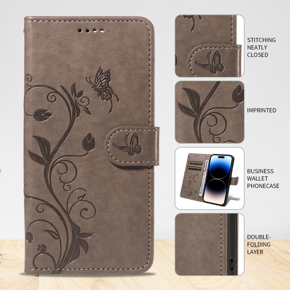 Flowers könyvformájú tok a Motorola Moto G57 Power 5G-hez – szürke