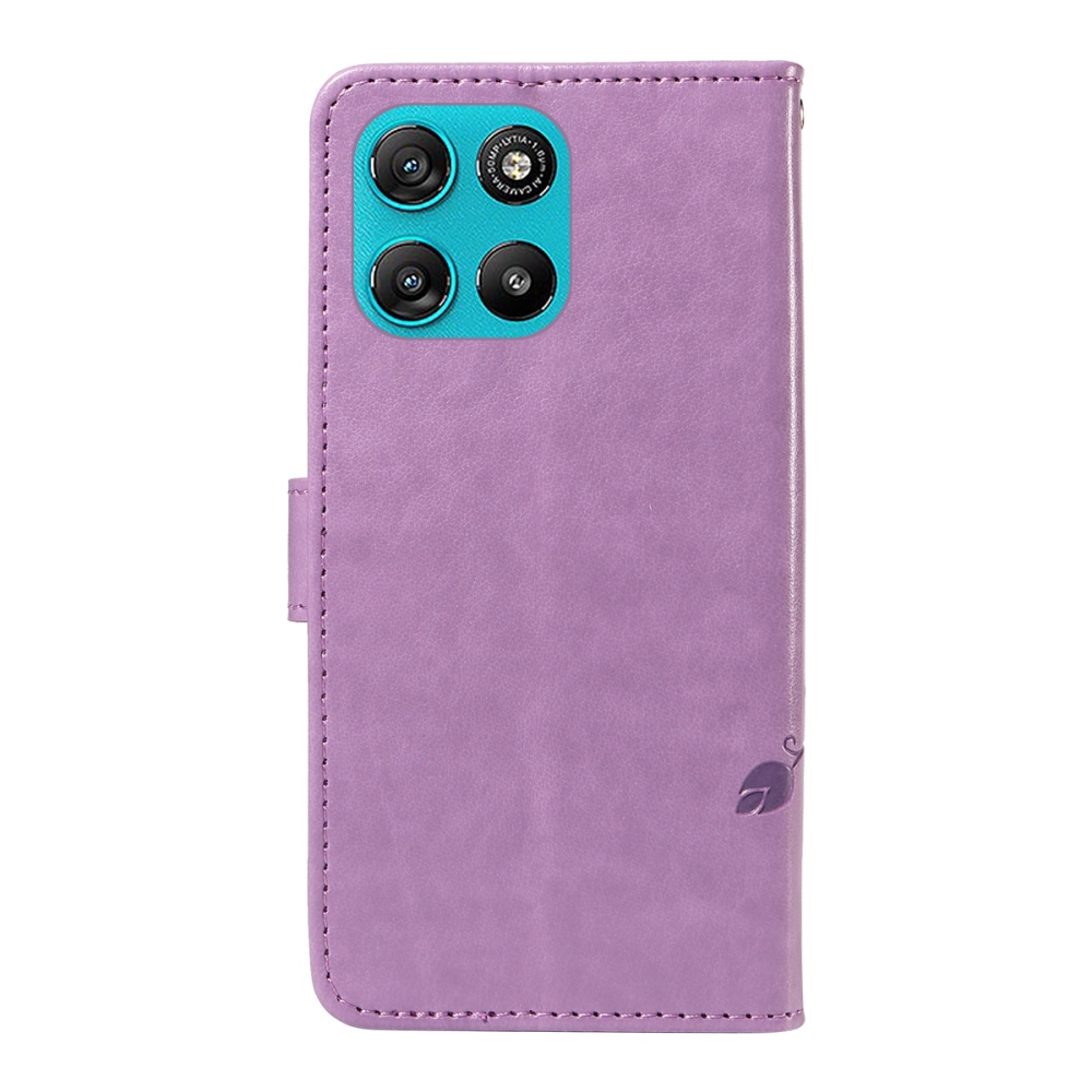 Flowers könyvformájú tok a Motorola Moto G57 Power 5G-hez – világos lila