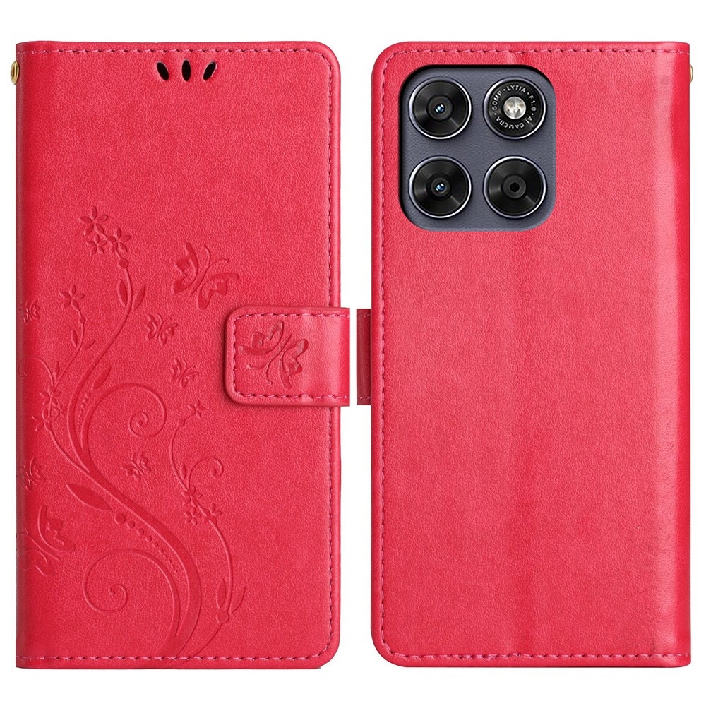 Flowers könyvszerű tok a Motorola Moto G87 5G/G77 5G/G67 5G készülékekhez – piros