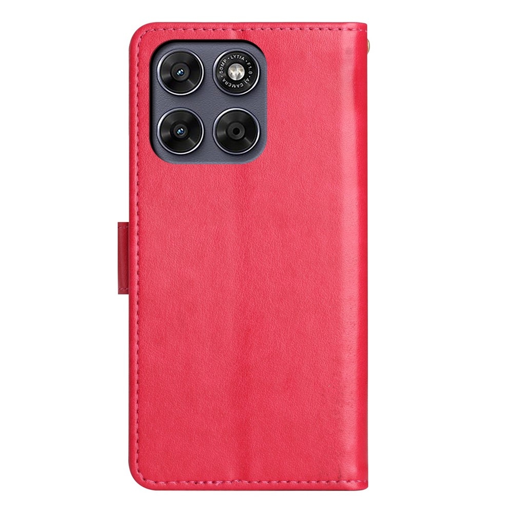 Flowers könyvszerű tok a Motorola Moto G87 5G/G77 5G/G67 5G készülékekhez – piros