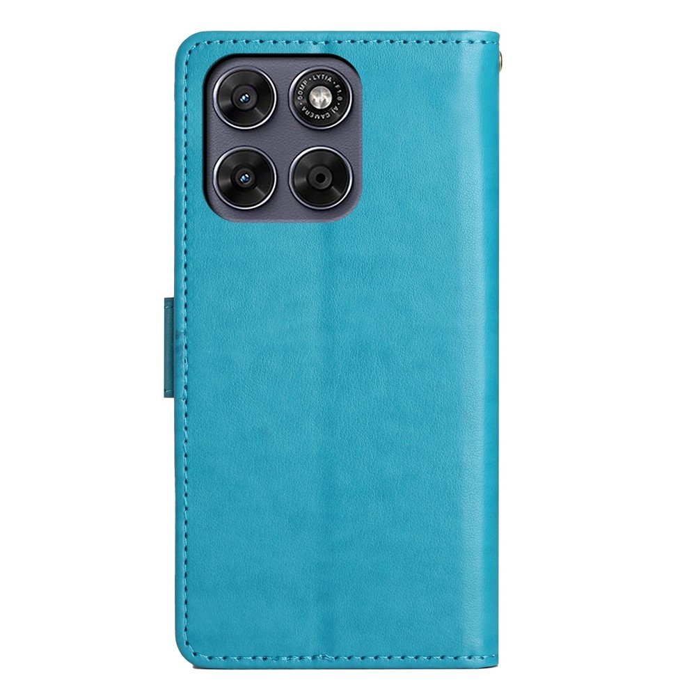 Flowers könyvformájú tok a Motorola Moto G87 5G/G77 5G/G67 5G készülékekhez – kék