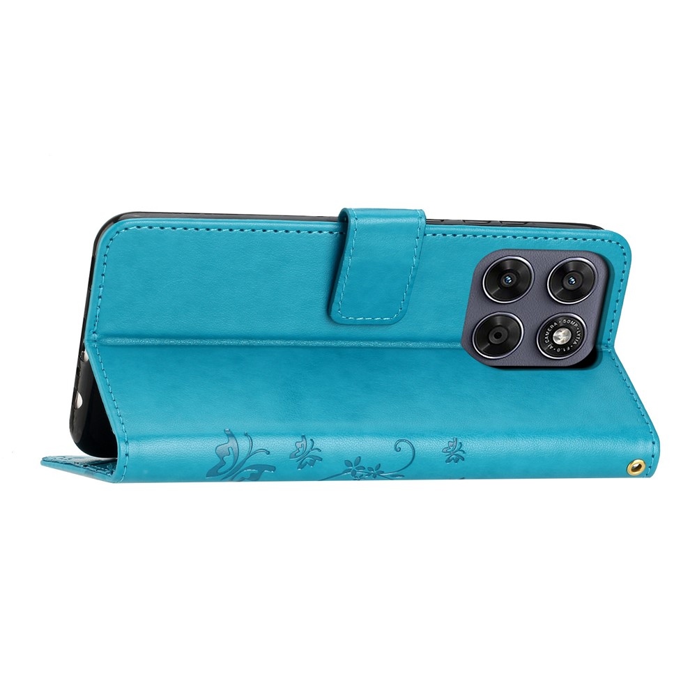 Flowers könyvformájú tok a Motorola Moto G87 5G/G77 5G/G67 5G készülékekhez – kék