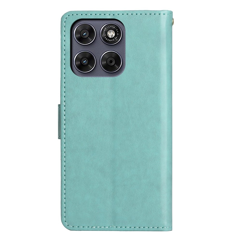 Flowers könyvszerű tok a Motorola Moto G87 5G/G77 5G/G67 5G készülékekhez – kék-zöld