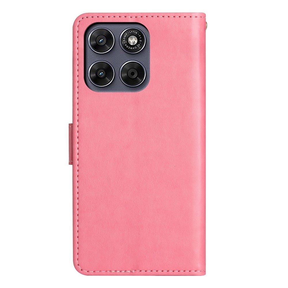 Flowers könyvformájú tok a Motorola Moto G87 5G/G77 5G/G67 5G készülékekhez – rózsaszín