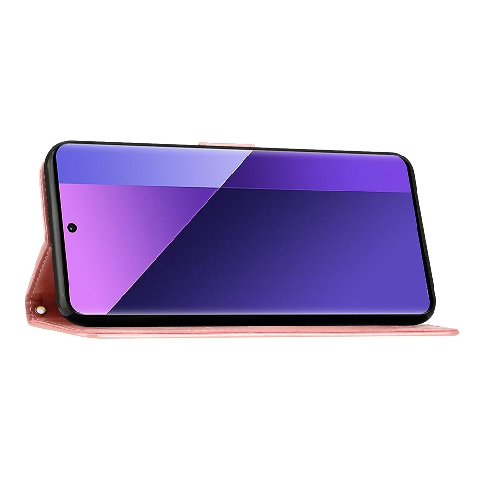 Flowers könyvformájú tok a Motorola Moto G87 5G/G77 5G/G67 5G készülékekhez – rózsaszín-arany