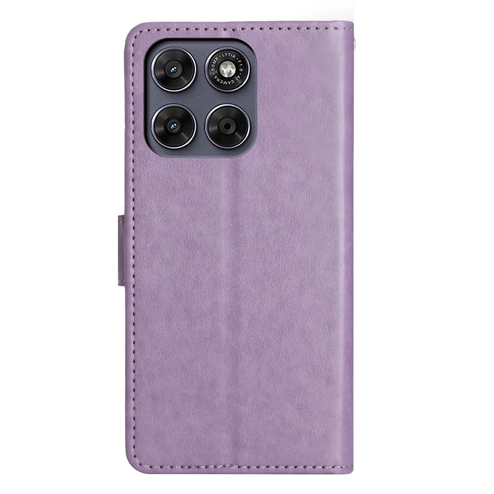 Flowers könyvformájú tok a Motorola Moto G87 5G/G77 5G/G67 5G készülékekhez – világos lila
