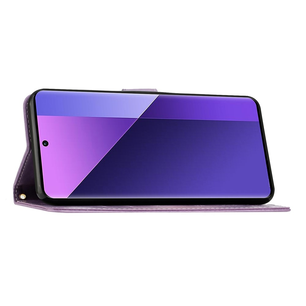 Flowers könyvformájú tok a Motorola Moto G87 5G/G77 5G/G67 5G készülékekhez – világos lila