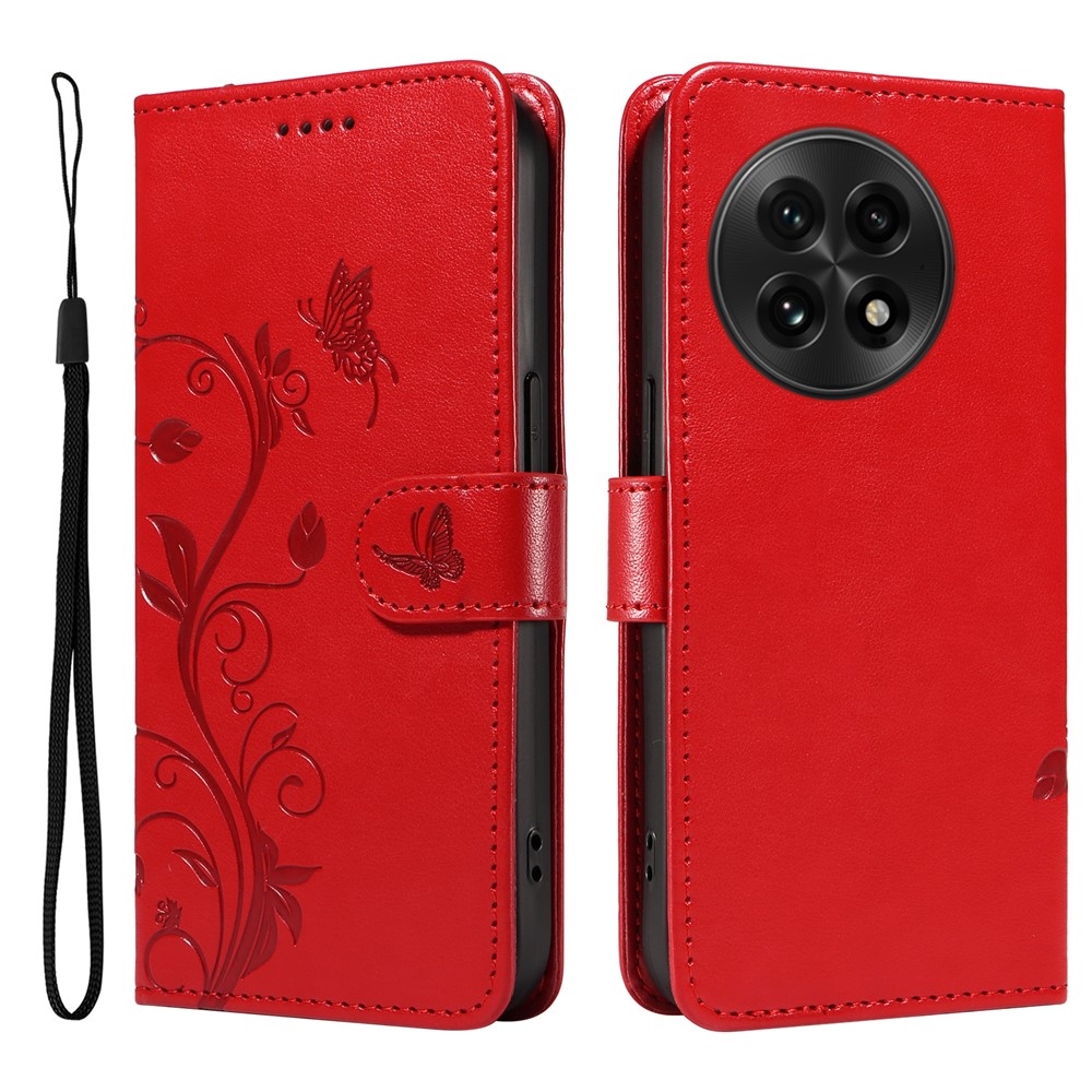 Virágok könyv tok OnePlus 13-hoz - piros