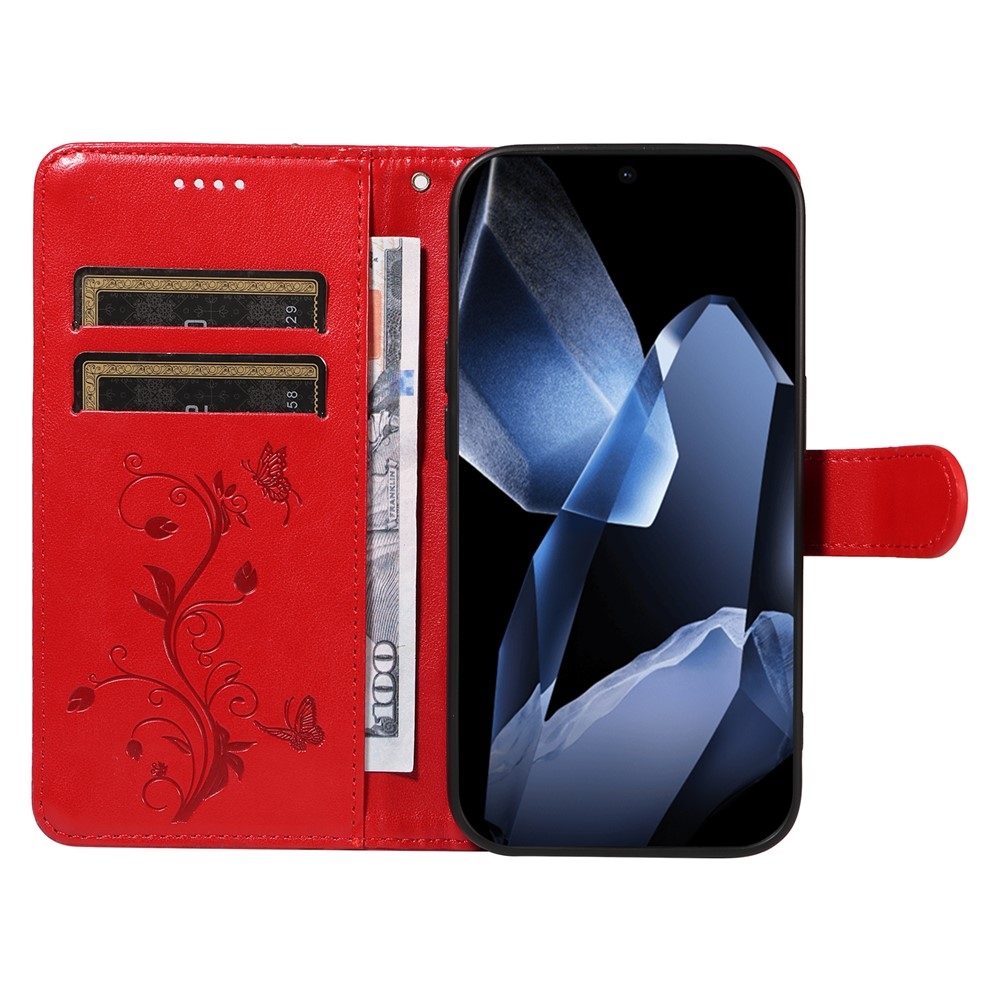 Virágok könyv tok OnePlus 13-hoz - piros