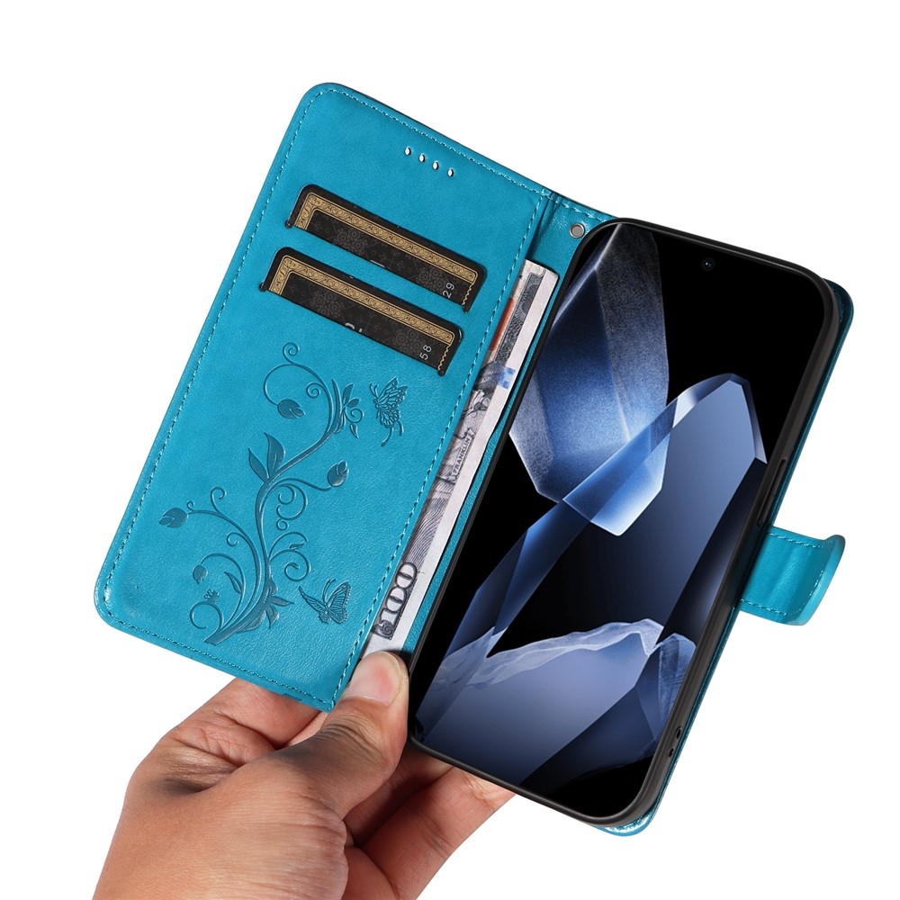 Virágok könyv tok OnePlus 13-hoz - kék