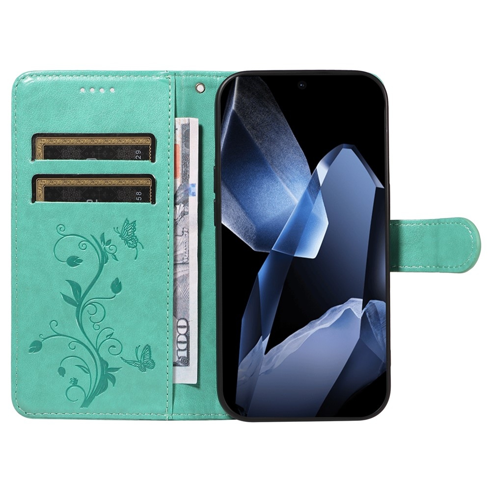 Virágok könyv tok OnePlus 13-hoz - teal színű