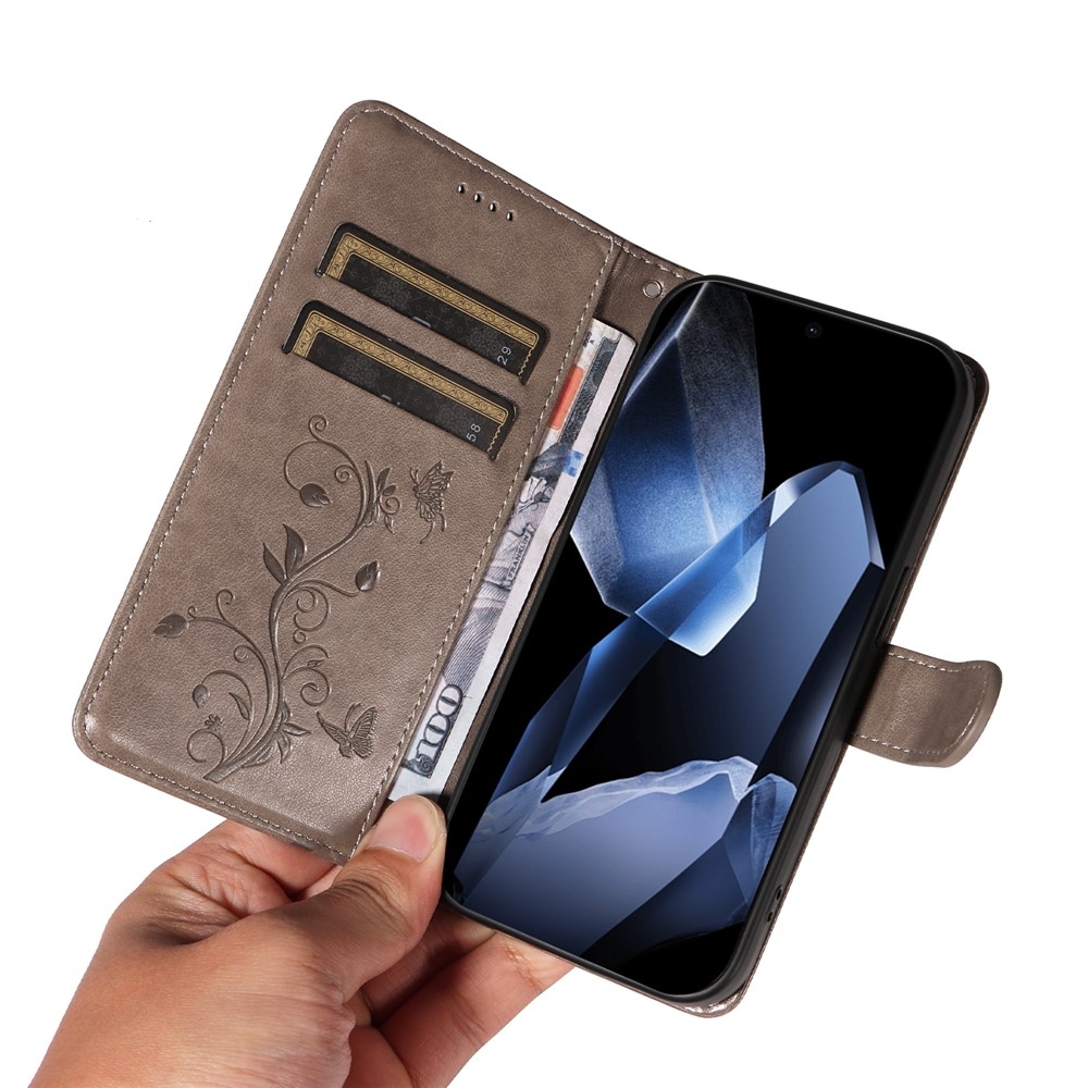 Virágok könyv tok OnePlus 13-hoz - szürke