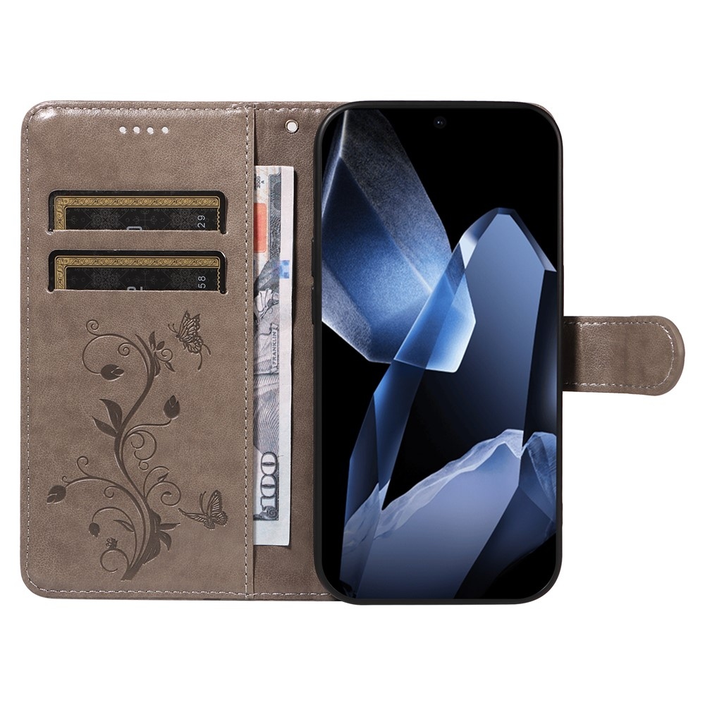 Virágok könyv tok OnePlus 13-hoz - szürke