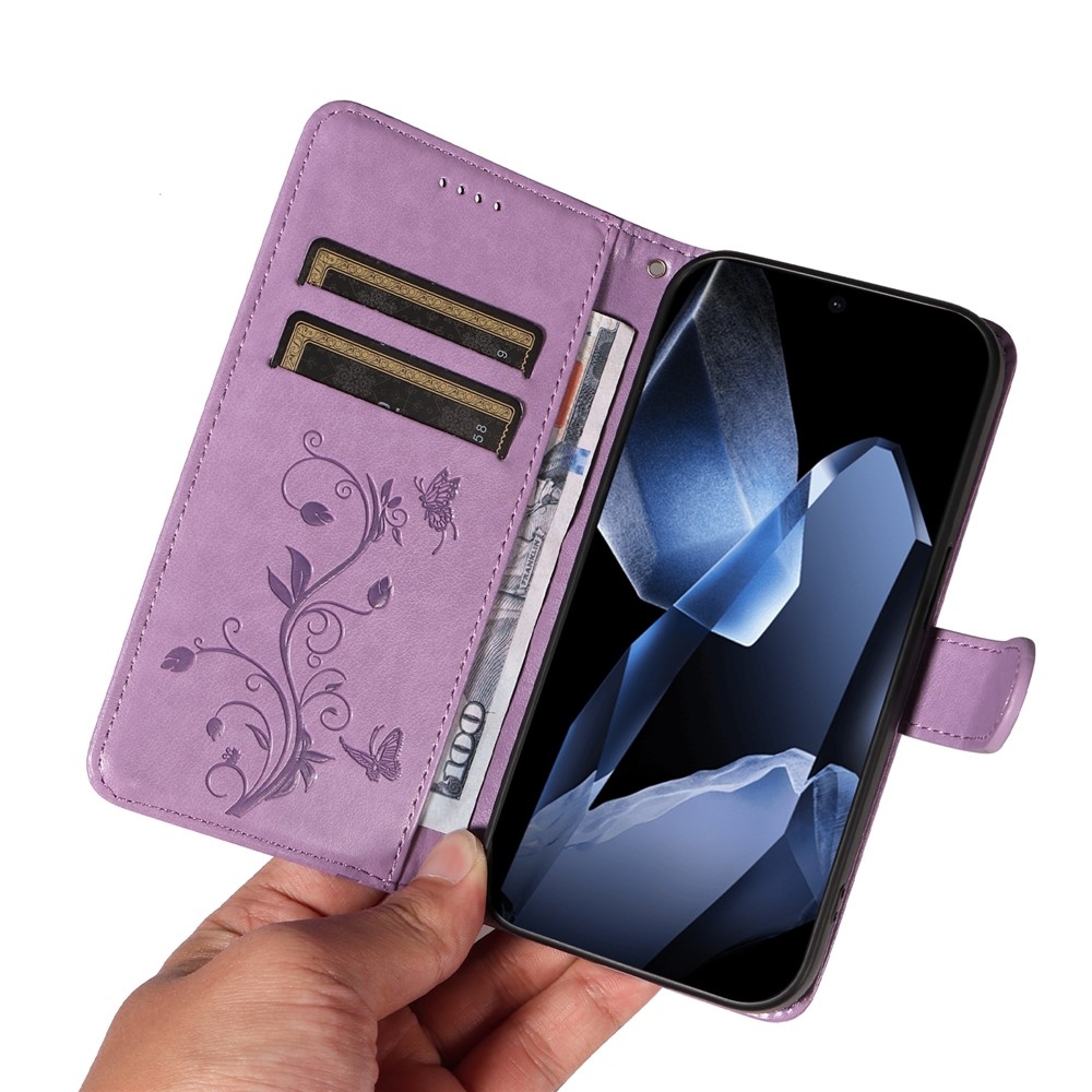 Virágok könyv tok OnePlus 13-hoz - világos lila